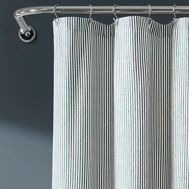 Kirklands Home Shower Curtains|Denim Vintage Stripe Shower Curtain Blue
