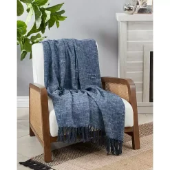New Denim with Fringe Throw Blanket Blankets & Throws