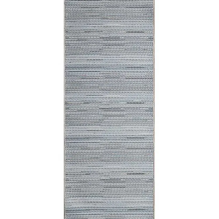 Kirklands Home Outdoor Rugs|Denim Woven Lines Indoor/Outdoor Runner, 1x4 Blue