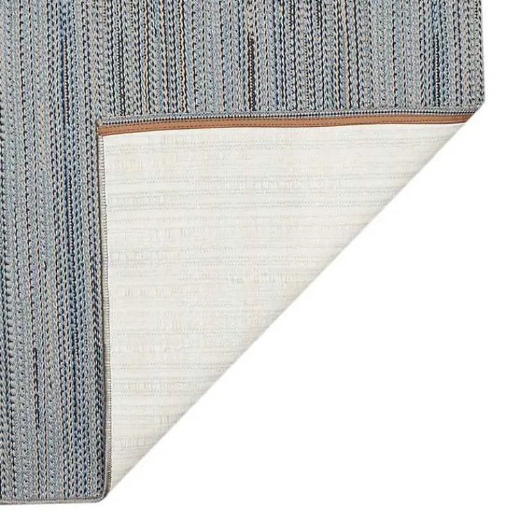 Kirklands Home Outdoor Rugs|Denim Woven Lines Indoor/Outdoor Runner, 1x4 Blue