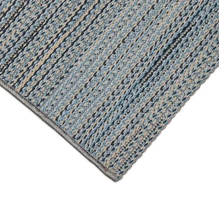 Kirklands Home Outdoor Rugs|Denim Woven Lines Indoor/Outdoor Runner, 1x4 Blue
