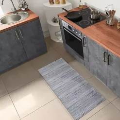 Kirklands Home Outdoor Rugs|Denim Woven Lines Indoor/Outdoor Runner, 1x4 Blue