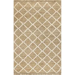 Kirklands Home Area Rugs|Diamond Helen Woven Jute Tassel Area Rug, 8x10 Tan