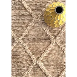 Kirklands Home Area Rugs|Diamond Helen Woven Jute Tassel Area Rug, 8x10 Tan