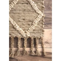 Kirklands Home Area Rugs|Diamond Helen Woven Jute Tassel Area Rug, 8x10 Tan