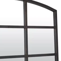 Kirklands Home Decorative Mirrors|Distressed Metal Windowpane Arched Mirror Black