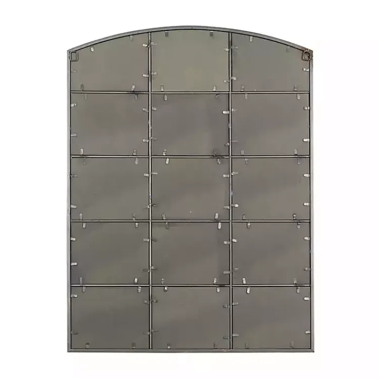 Kirklands Home Decorative Mirrors|Distressed Metal Windowpane Arched Mirror Black