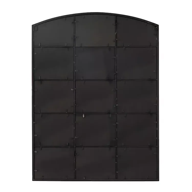 Kirklands Home Decorative Mirrors|Distressed Metal Windowpane Arched Mirror Black