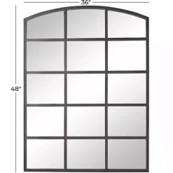 Kirklands Home Decorative Mirrors|Distressed Metal Windowpane Arched Mirror Black