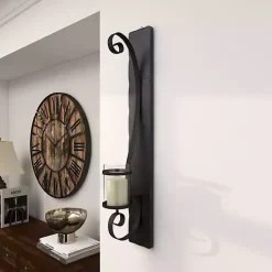 Hot Distressed Black Scrolled Metal Sconce Sconces