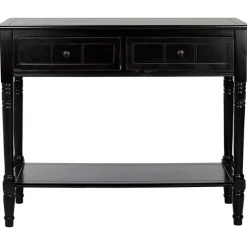 Kirklands Home Console Tables|Distressed Wood 2-Drawer Console Table Black