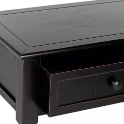 Kirklands Home Console Tables|Distressed Wood 2-Drawer Console Table Black