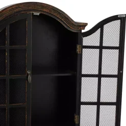 Kirklands Home Wall Storage|Distressed Black Wood Wall Cabinet