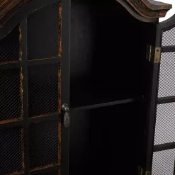 Kirklands Home Wall Storage|Distressed Black Wood Wall Cabinet