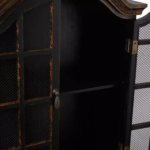 Kirklands Home Wall Storage|Distressed Black Wood Wall Cabinet