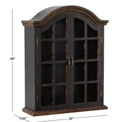 Kirklands Home Wall Storage|Distressed Black Wood Wall Cabinet