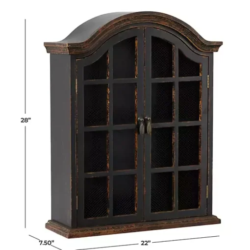 Kirklands Home Wall Storage|Distressed Black Wood Wall Cabinet