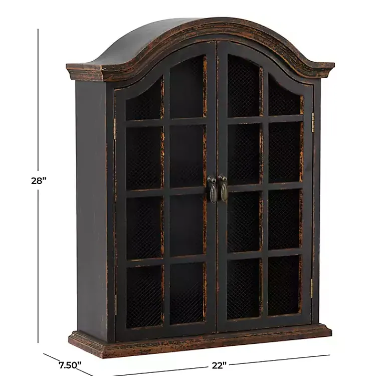 Kirklands Home Wall Storage|Distressed Black Wood Wall Cabinet