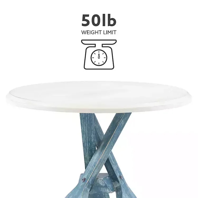 Kirklands Home Accent & End Tables|Distressed Blue Oars Coastal Accent Table White