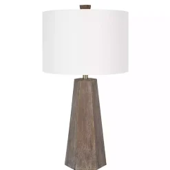 Kirklands Home Table Lamps|Distressed Brown Hexagonal Table Lamps, Set of 2 White