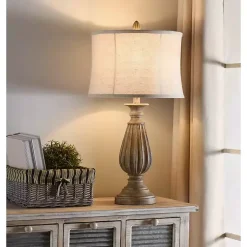 Kirklands Home Table Lamps|Distressed Brown Spindle Table Lamp Tan