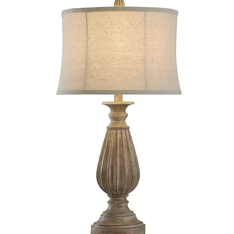 Kirklands Home Table Lamps|Distressed Brown Spindle Table Lamp Tan