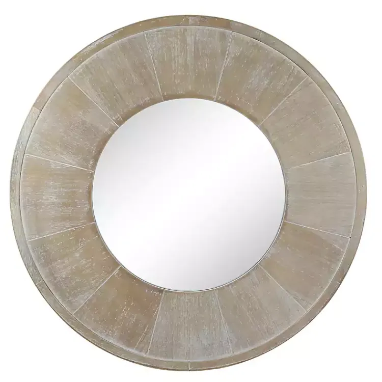 Kirklands Home Decorative Mirrors|Distressed Wood Planked Frame Wall Mirror Brown