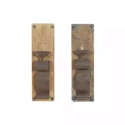 Sale Distressed Brown Wood Wall Sconces, Set of 2 Sconces