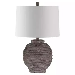 Kirklands Home Table Lamps|Distressed Charcoal Textured Resin Table Lamp White