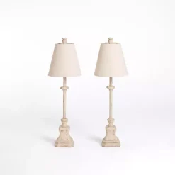 Kirklands Home Buffet Lamps|Distressed Cream Buffet Lamps, Set of 2 Tan
