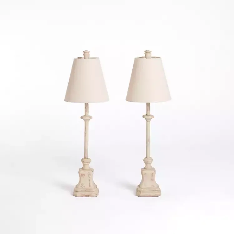 Kirklands Home Buffet Lamps|Distressed Cream Buffet Lamps, Set of 2 Tan
