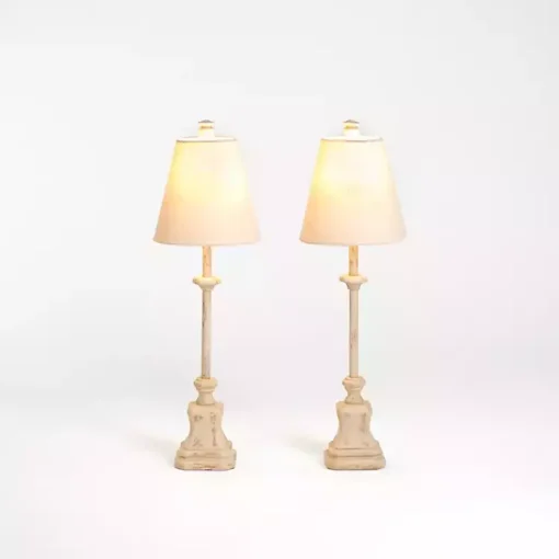 Kirklands Home Buffet Lamps|Distressed Cream Buffet Lamps, Set of 2 Tan