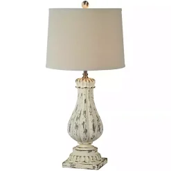 Kirklands Home Table Lamps|Distressed Cream Resin Table Lamps, Set of 2 Ivory