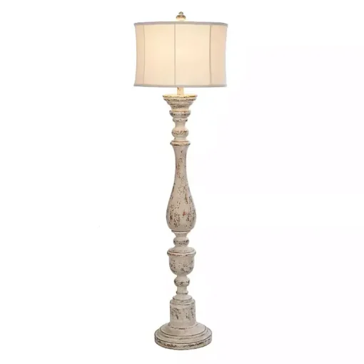 Kirklands Home Floor Lamps|Distressed Cream Spindle Floor Lamp Ivory