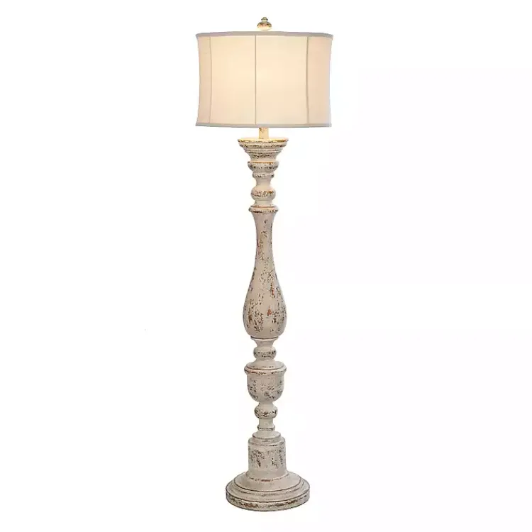 Kirklands Home Floor Lamps|Distressed Cream Spindle Floor Lamp Ivory