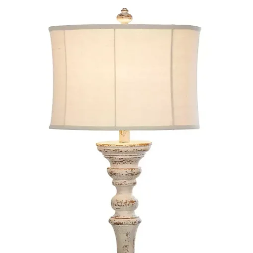 Kirklands Home Floor Lamps|Distressed Cream Spindle Floor Lamp Ivory