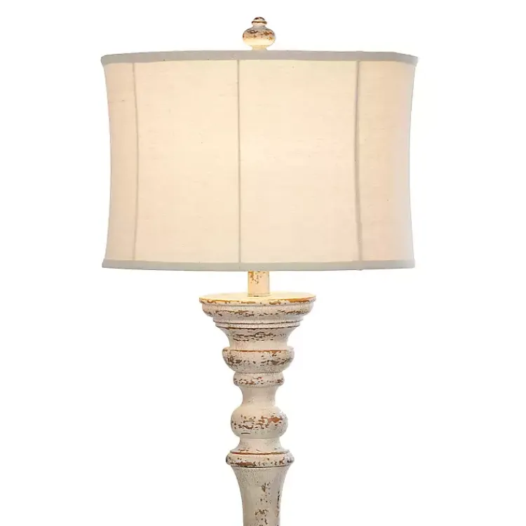 Kirklands Home Floor Lamps|Distressed Cream Spindle Floor Lamp Ivory