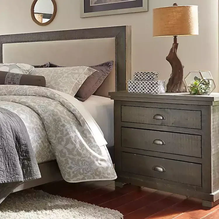 Kirklands Home Nightstands|Distressed Dark Wooden Willow Nightstand Gray