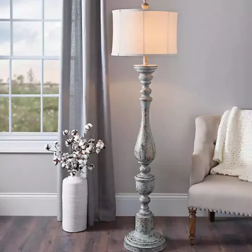 Kirklands Home Floor Lamps|Distressed Eloise Floor Lamp Ivory
