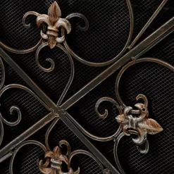 Distressed Fleur De Lis Three-Panel Fire Screen Fireplace Accessories