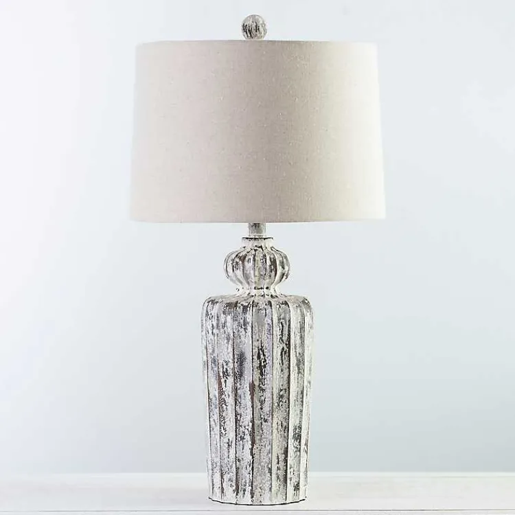 Kirklands Home Table Lamps|Distressed Fluted Tuscany Table Lamp Ivory