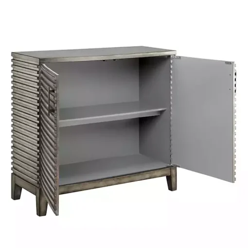 Kirklands Home Cabinets & Sideboards|Distressed Linear 2-Door Wooden Chest Gray