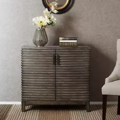 Kirklands Home Cabinets & Sideboards|Distressed Linear 2-Door Wooden Chest Gray