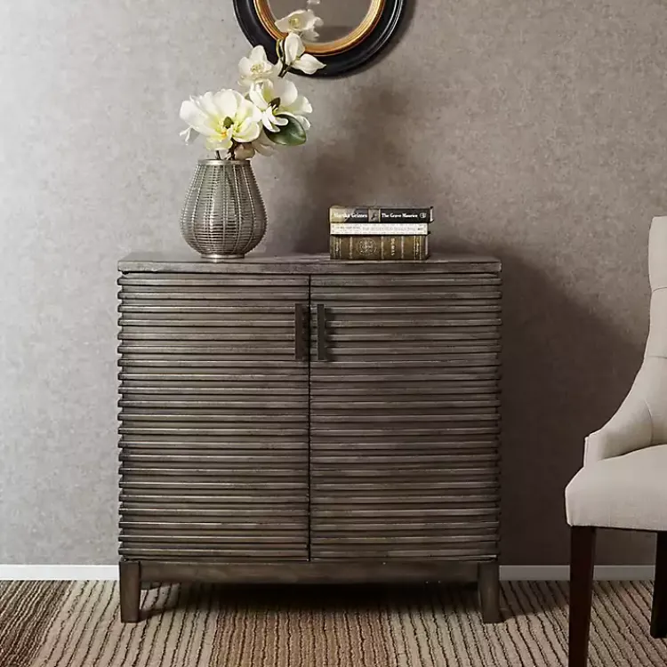Kirklands Home Cabinets & Sideboards|Distressed Linear 2-Door Wooden Chest Gray