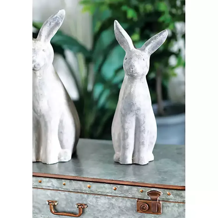 Kirklands Home Garden Statues|Distressed Rabbit Outdoor Statue Gray
