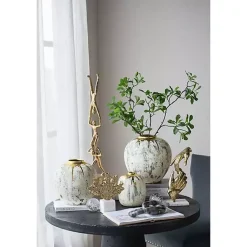 Hot Distressed Gray Vase with Gold Splatter, 10 in. Vases