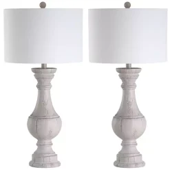 Kirklands Home Table Lamps|Distressed Ivory Faux Wood Table Lamps, Set of 2 White