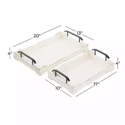 New Distressed Wood Trays, Set of 2 Decorative Trays