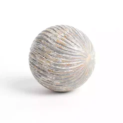 Distressed Mango Wood Swirl Orb Bowl Filler
