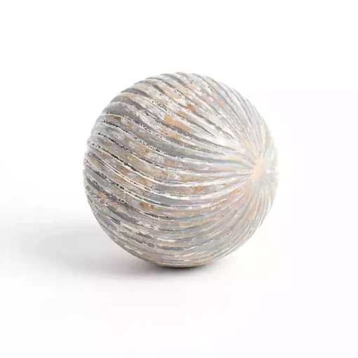 Distressed Mango Wood Swirl Orb Bowl Filler